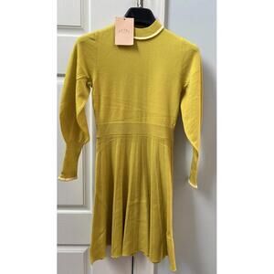 Pearl by Lela Rose Citrine Full Skirt Knit Dress Size XS NWT $395